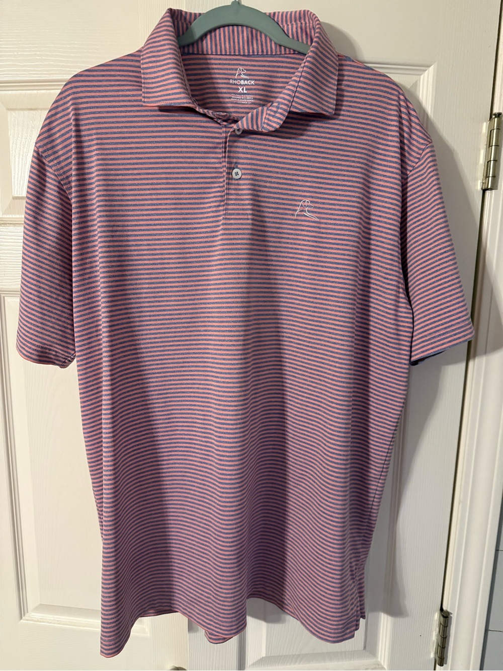 Rhoback Pink and Blue Striped Men’s Polo